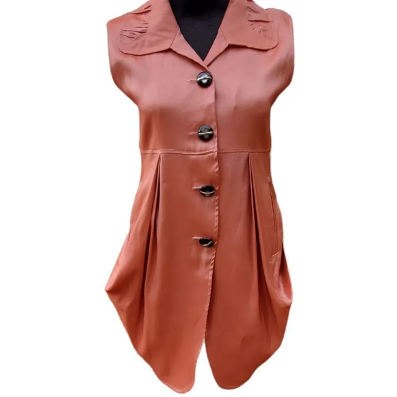 Talk of the Walk Dresses & Skirts - PLEATED Shirt Dress in shimmering orange / Tangerine/ salmon Size Small